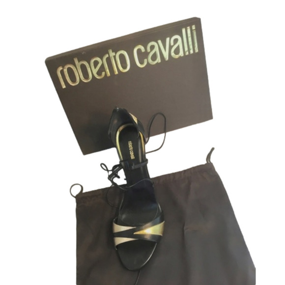 Roberto CAVALLI TASSEL LAMINATED LEATHER SANDAL SIZE 11